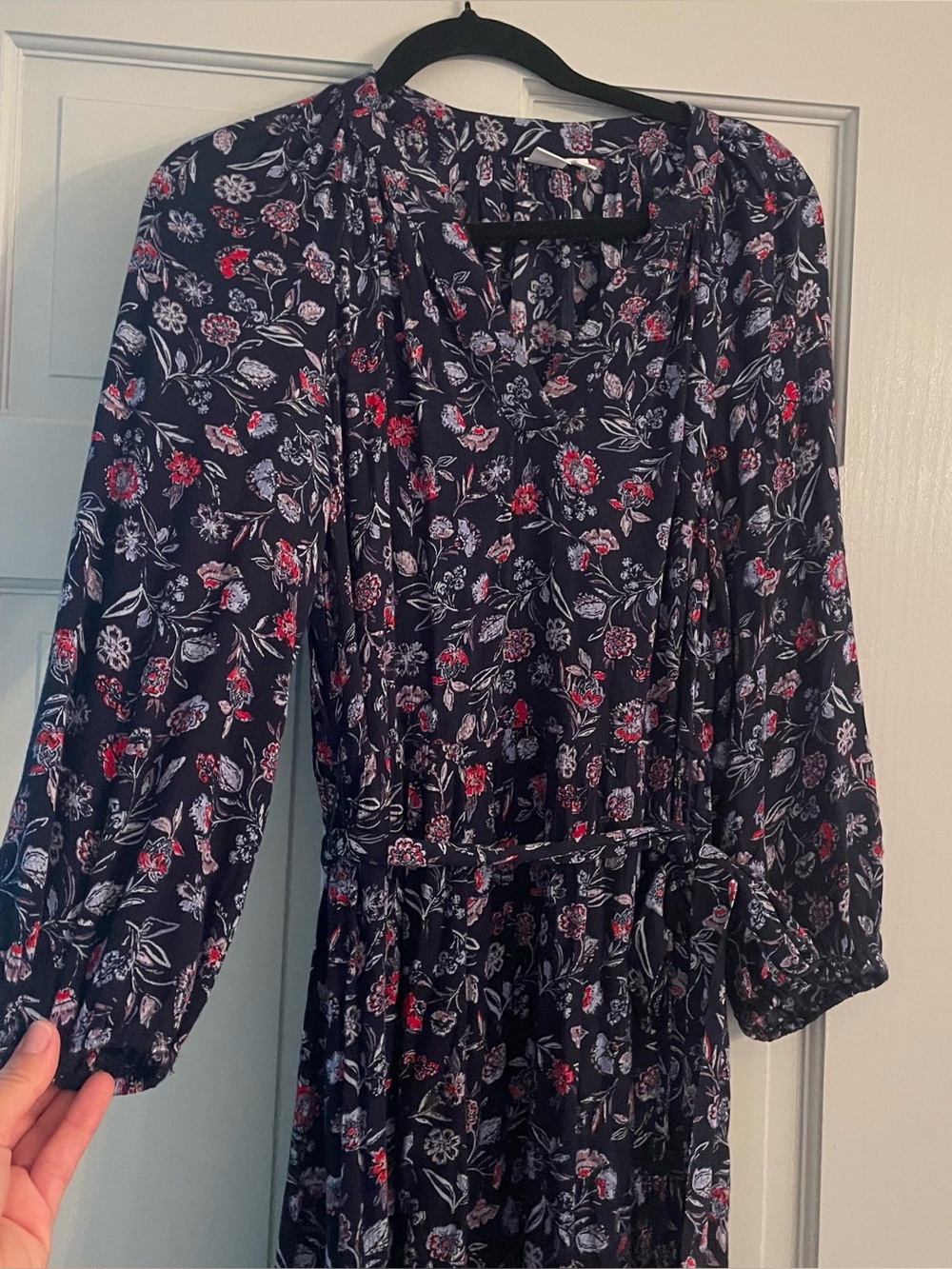 GAP Navy Floral Midi Dress with Red and White Accents